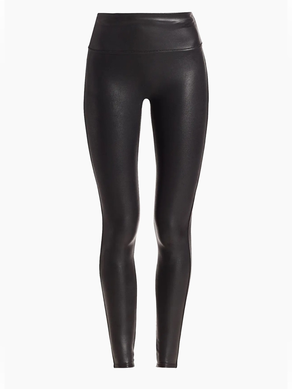 Spanx High-Rise Black Faux-Leather Leggings. Womens Large